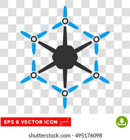 Vector Hexacopter EPS vector icon. Illustration style is flat iconic bicolor blue and gray symbol on a transparent background.