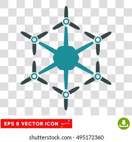 Vector Hexacopter EPS vector pictogram. Illustration style is flat iconic bicolor soft blue symbol on a transparent background.