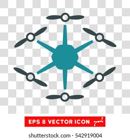 Vector Hexacopter EPS vector pictograph. Illustration style is flat iconic bicolor soft blue symbol on a transparent background.