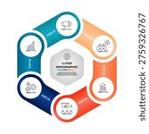 Vector hexagon chart infographic with 6 options for business presentations. Vector illustration eps.
