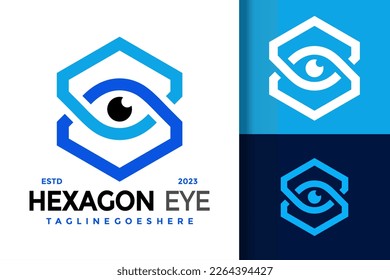 Logotipo único de la visión hexagonal ocular del vector