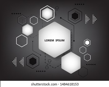 Vector Hexagon Geometric Shape.black Wallpaper Template.