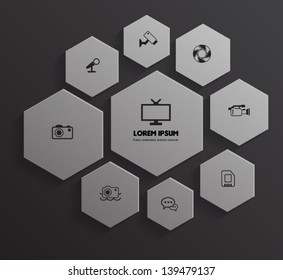 Vector Hexagon group with icons / can use for printing , planing , brochure, education diagram