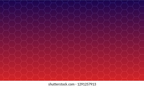 Vector hexagon honeycomb seamless background pattern with gradation red and blue. - Vector