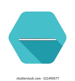Vector hexagon icon of keyboard on the turquoise background with shadow.