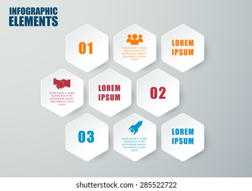 Vector  hexagon info graphic. steps or processes. Abstract background.