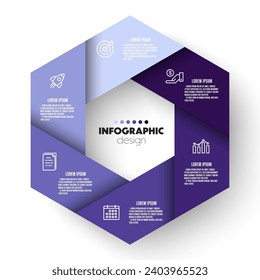 Vector hexagon infographic business template with 6 step. Template for presentation.