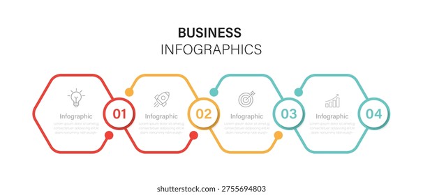 Vector hexagon Infographic design template. Business concept with icons and 4 step or options.