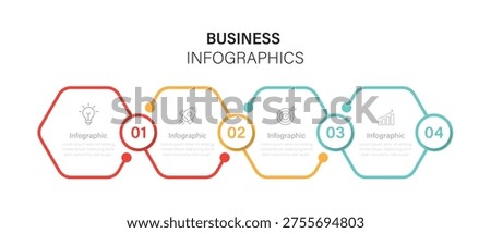 Vector hexagon Infographic design template. Business concept with icons and 4 step or options.