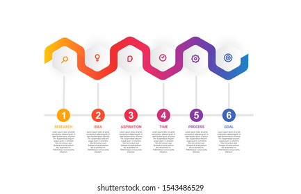Vector hexagon Infographic stack chart design with icons and 6 options or steps. for business concept. Can be used for presentations banner, workflow layout, process diagram, flow chart,