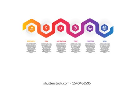 Vector hexagon Infographic stack chart design with icons and 6 options or steps. for business concept. Can be used for presentations banner, workflow layout, process diagram, flow chart,