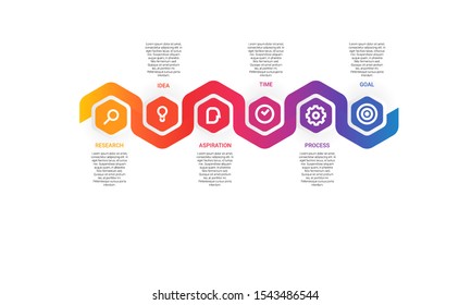 Vector Hexagon Infographic Stack Chart Design With Icons And 6 Options Or Steps. For Business Concept. Can Be Used For Presentations Banner, Workflow Layout, Process Diagram, Flow Chart,