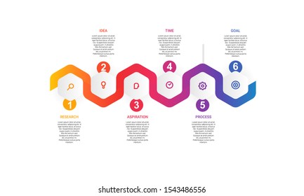 Vector hexagon Infographic stack chart design with icons and 6 options or steps. for business concept. Can be used for presentations banner, workflow layout, process diagram, flow chart,