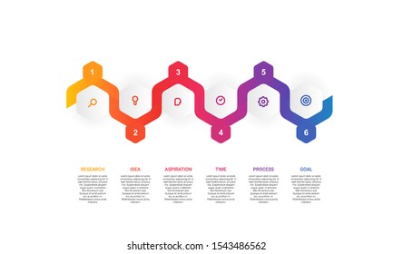 Vector hexagon Infographic stack chart design with icons and 6 options or steps. for business concept. Can be used for presentations banner, workflow layout, process diagram, flow chart,