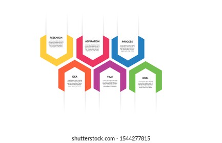 Vector Hexagon Infographic Stack Chart Design With Icons And 6 Options Or Steps. For Business Concept. Can Be Used For Presentations Banner, Workflow Layout, Process Diagram, Flow Chart,