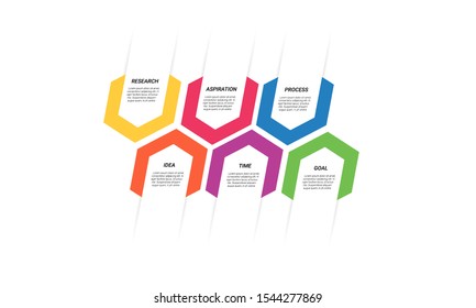 Vector hexagon Infographic stack chart design with icons and 6 options or steps. for business concept. Can be used for presentations banner, workflow layout, process diagram, flow chart,