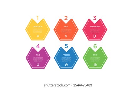 Vector hexagon Infographic stack chart design with icons and 6 options or steps. for business concept. Can be used for presentations banner, workflow layout, process diagram, flow chart