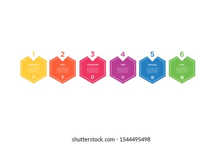 Vector hexagon Infographic stack chart design with icons and 6 options or steps. for business concept. Can be used for presentations banner, workflow layout, process diagram, flow chart