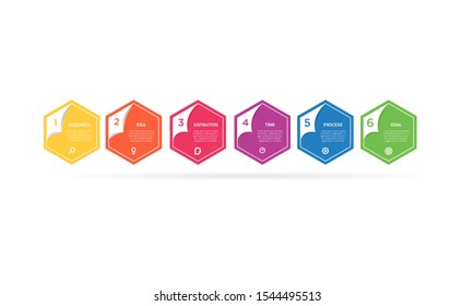 Vector hexagon Infographic stack chart design with icons and 6 options or steps. for business concept. Can be used for presentations banner, workflow layout, process diagram, flow chart