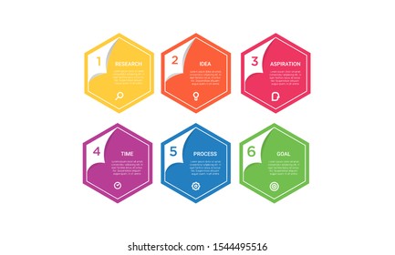 Vector hexagon Infographic stack chart design with icons and 6 options or steps. for business concept. Can be used for presentations banner, workflow layout, process diagram, flow chart