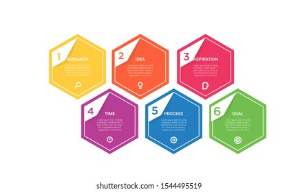 Vector hexagon Infographic stack chart design with icons and 6 options or steps. for business concept. Can be used for presentations banner, workflow layout, process diagram, flow chart