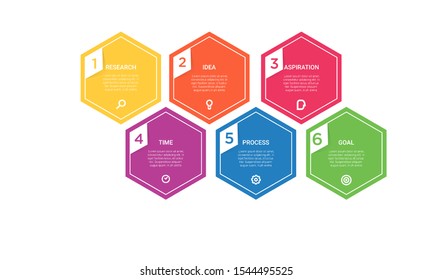 Vector hexagon Infographic stack chart design with icons and 6 options or steps. for business concept. Can be used for presentations banner, workflow layout, process diagram, flow chart