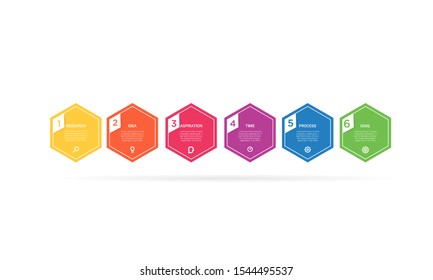 Vector hexagon Infographic stack chart design with icons and 6 options or steps. for business concept. Can be used for presentations banner, workflow layout, process diagram, flow chart