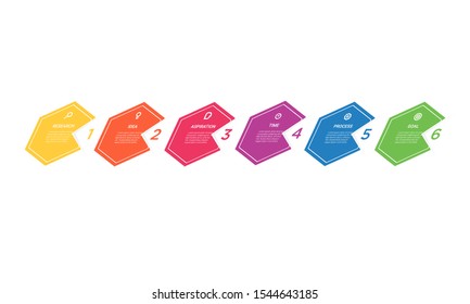 Vector hexagon Infographic stack chart design with icons and 6 options or steps. for business concept. Can be used for presentations banner, workflow layout, process diagram, flow chart