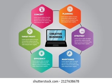 Vector hexagon infographic. Template for diagram, computer, presentation and chart. Business concept with 6 options, parts, steps or processes.