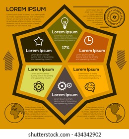 Vector hexagon for infographic. Template for diagram. Vintage infographics.