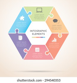 Vector hexagon infographic. Template for diagram,graph,
presentation and chart. Business concept with six options, 
parts, steps or processes. Abstract background.
