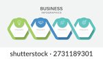Vector hexagon infographic template with icons and 4 options or steps.