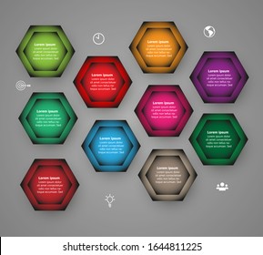 Vector hexagon infographic template with place for your text