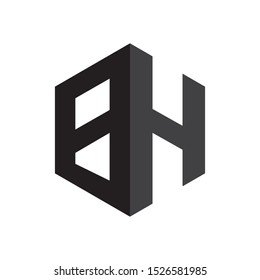 vector Hexagon letter "BH", Logo Hexagon letter "BH"