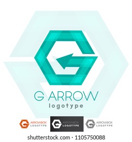 Vector Hexagon Letter G Arrow Logo Icon Brand Symbol Shape Corporate Identity Professional Business Company Modern Tech
