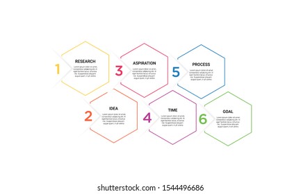 Vector hexagon line Infographic stack chart design with icons and 6 options or steps. for business concept. Can be used for presentations banner, workflow layout, process diagram, flow chart