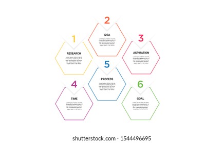 Vector hexagon line Infographic stack chart design with icons and 6 options or steps. for business concept. Can be used for presentations banner, workflow layout, process diagram, flow chart