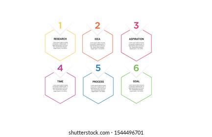 Vector hexagon line Infographic stack chart design with icons and 6 options or steps. for business concept. Can be used for presentations banner, workflow layout, process diagram, flow chart