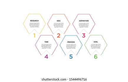 Vector hexagon line Infographic stack chart design with icons and 6 options or steps. for business concept. Can be used for presentations banner, workflow layout, process diagram, flow chart