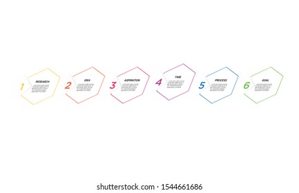 Vector hexagon line Infographic stack chart design with icons and 6 options or steps. for business concept. Can be used for presentations banner, workflow layout, process diagram, flow chart