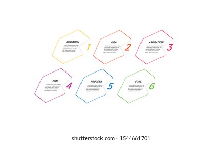 Vector hexagon line Infographic stack chart design with icons and 6 options or steps. for business concept. Can be used for presentations banner, workflow layout, process diagram, flow chart