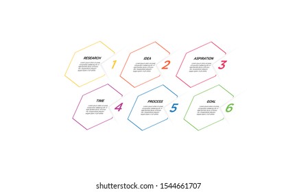Vector hexagon line Infographic stack chart design with icons and 6 options or steps. for business concept. Can be used for presentations banner, workflow layout, process diagram, flow chart