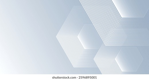 Vector hexagon lines on gray background. Geometric stripe line abstract modern simple
