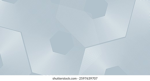 Vector hexagon lines on gray background. Geometric lines abstract modern simple art