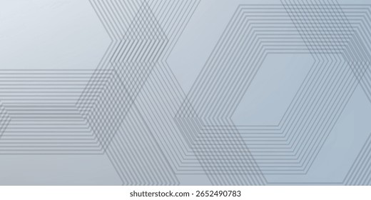 Linhas hexágono vetorial no plano de fundo cinza. Linha de faixa geométrica abstrata moderna