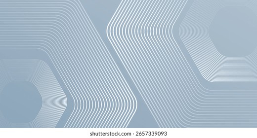 Vector hexagon lines on gray background. Geometric stripe line art design modern simple texture