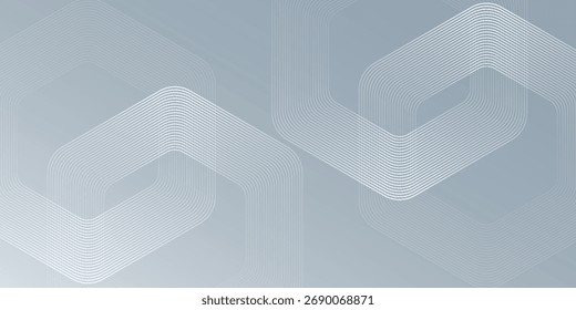 Líneas hexagonales de Vector sobre fondo gris. Elemento de arte de línea de banda geométrica