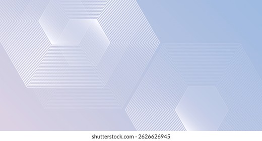 Líneas hexagonales de Vector sobre fondo azul y rosa de malla clara. Diseño geométrico del arte de la línea de la raya para el cartel, folleto, cubierta, Sitio web, cabecera, Anuncio del Web, presentación abstracta moderna