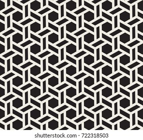 Vector Hexagon Lines Seamless Pattern. Modern Geometric Stylish Texture. Monochrome pattern with hexagonal tiles