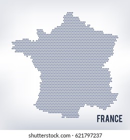 Vector hexagon map of France isolated on a gray background